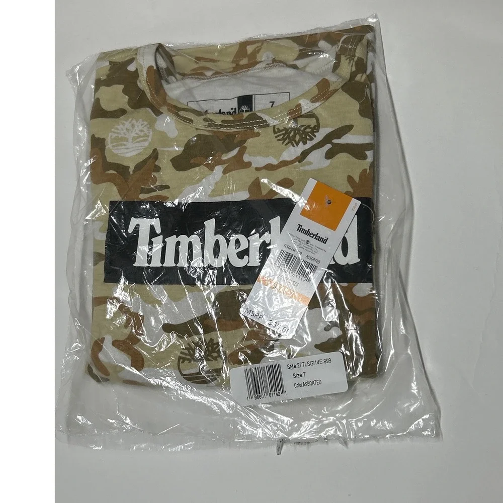 Timberland Boys Camo Short Sleeve Logo T-shirt and Twill Shorts Set 2 Pc - Brown